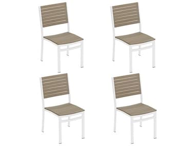 Oxford Garden Travira Aluminum Chalk Stackable Dining Side Chair (Price Includes 4) OXFTVSCVPCW4