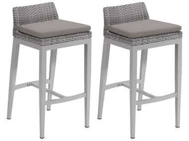 Oxford Garden Argento Wicker Bar Stool with Stone Cushions (Price Includes Two) OXFTVWBSTR2ST