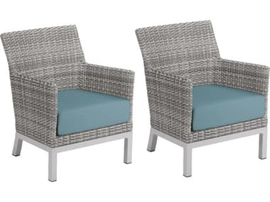Oxford Garden Argento Wicker Lounge Chair with Ice Blue Cushions (Price Includes Two) OXFTVWCCR2IB