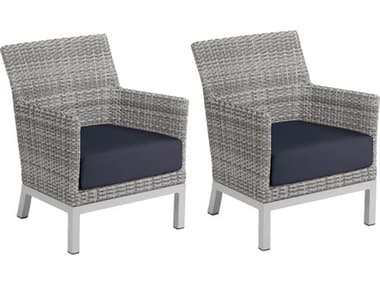 Oxford Garden Argento Wicker Lounge Chair with Midnight Blue Cushions (Price Includes Two) OXFTVWCCR2MB