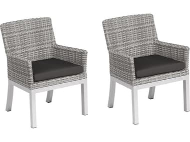 Oxford Garden Argento Wicker Dining Arm Chair with Jet Black Cushions (Price Includes 2) OXFTVWCHR2JT