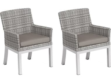 Oxford Garden Argento Wicker Dining Arm Chair with Stone Cushions (Price Includes 2) OXFTVWCHR2ST