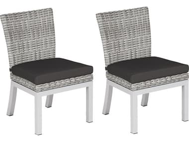 Oxford Garden Argento Wicker Dining Side Chair with Jet Black Cushions (Price Includes 2) OXFTVWSCR2JT