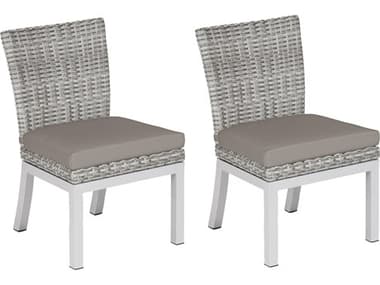 Oxford Garden Argento Wicker Dining Side Chair with Stone Cushions (Price Includes 2) OXFTVWSCR2ST