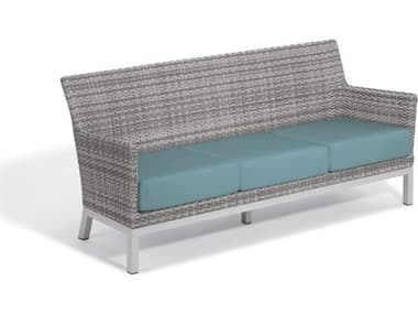 Oxford Garden Argento Wicker Sofa with Ice Blue Cushions OXFTVWSORIB