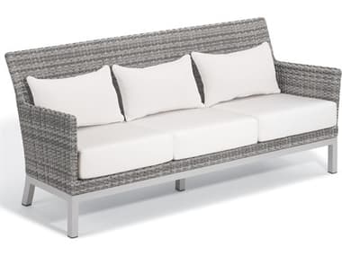 Oxford Garden Argento Wicker Sofa with Eggshell White Lumbars Pillows & Cushions OXFTVWSORLPEW