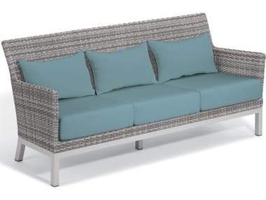 Oxford Garden Argento Wicker Sofa with Ice Blue Lumbars Pillows & Cushions OXFTVWSORLPIB