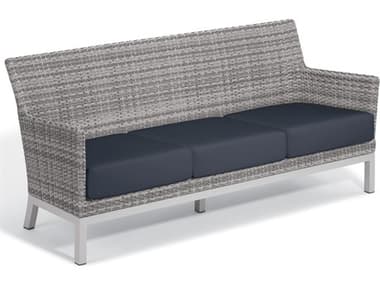 Oxford Garden Argento Wicker Sofa with Midnight Blue Cushions OXFTVWSORMB