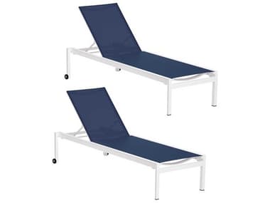 Oxford Garden Ven Aluminum Stackable Chaise Lounge (Price Includes 2) OXFVNBLST101PCW2
