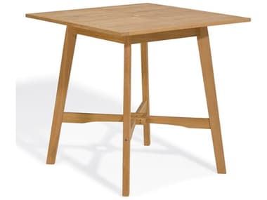 Oxford Garden Wexford Wood Natural 42'' Square Bar Table with Umbrella Hole OXFWX42TA