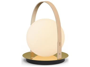 Pablo Bola Lantern Brass Tan Opal Glass Globe Brown Table Lamp PABBOLALTNBRATAN