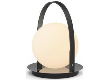 Pablo Bola Lantern Gunmetal Black Opal Glass Globe Table Lamp PABBOLALTNGUNBLK