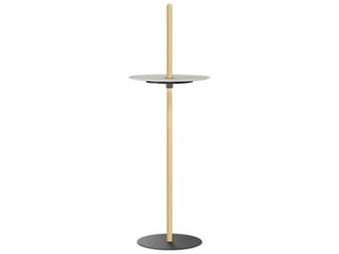 Pablo Nivel Round Metal White Oak End Table PABNIVEPEDLRGOAKWHT
