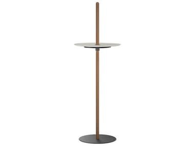 Pablo Nivel Round Metal Walnut White End Table PABNIVEPEDLRGWALWHT
