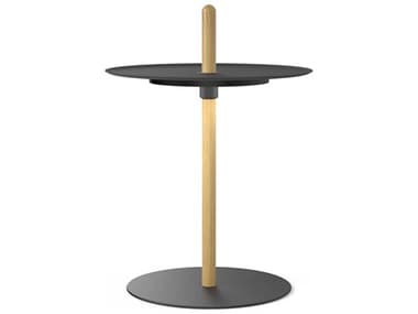Pablo Nivel Round Metal White Oak Black End Table PABNIVEPEDSMLOAKBLK