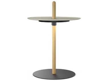 Pablo Nivel Round Metal White Oak End Table PABNIVEPEDSMLOAKWHT
