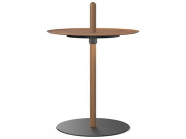 Pablo Nivel Round Metal Walnut Terracotta End Table PABNIVEPEDSMLWALTER