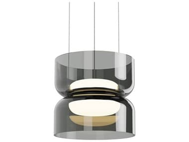 Pablo Totem Mini 2-Light Smoke Gray Geometric Pendant PABTOTEMINIUPDWNBLKBLK