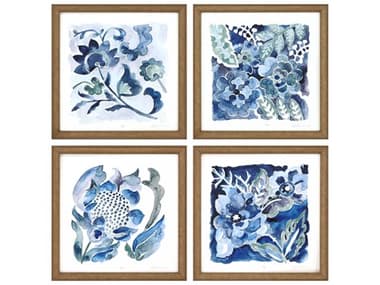 Paragon Geometrics Indigo Ornament-II Wall Art Set of 4 PAD13743