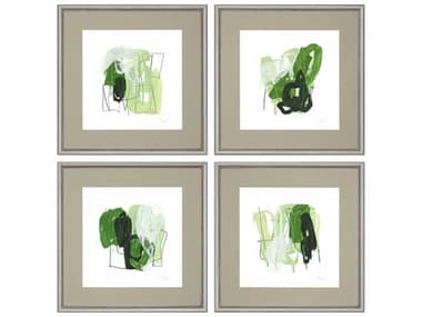 Paragon Abstract Jade Schematic Wall Art Set of 4 PAD14080