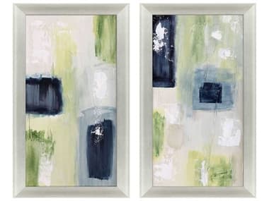 Paragon Abstract Azul Jardin-II Canvas Wall Art Set of 2 PAD22864