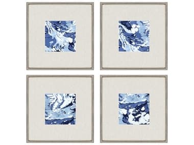 Paragon Abstract Blue Marbleized Wall Art (Set of 4) PAD31056