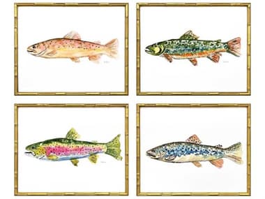 Paragon Animals Colorful Trout Wall Art Set of 4 PAD32336