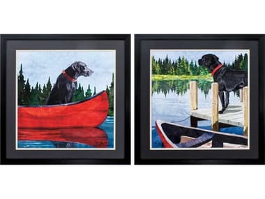 Paragon Animals Dogs on Lake Wall Art Set of 2 PAD46086