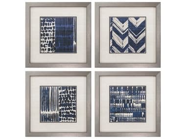 Paragon Abstract Indigo Batik Wall Art Set of 4 PAD46090