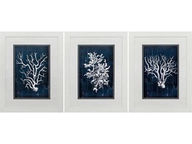 Paragon Waterside Wood Coral Blue Wall Art Set of 3 PAD46096