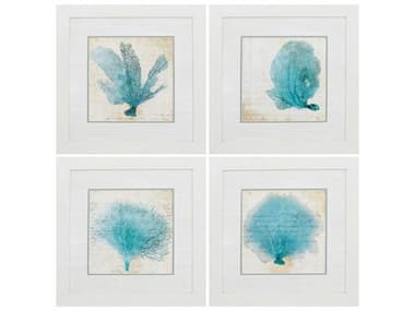 Paragon Waterside Blue Coral Wall Art Set of 4 PAD46150