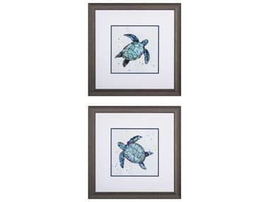 Paragon Waterside Bubbly Blue Turtle Wall Art Set of 2 PAD46240