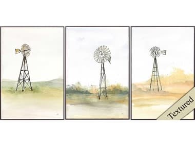 Paragon Farmhouse Windmill Landscape Wall Art (Set of 3) PAD46578