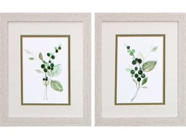 Paragon Florals Sprigs in Green Wall Art Set of 2 PAD48055