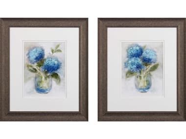 Paragon Florals Bedazzled in Blue Wall Art Set of 2 PAD48149