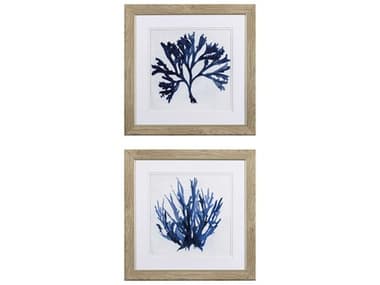 Paragon Waterside Indigo Coral-A Wall Art Set of 2 PAD48217