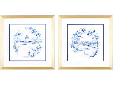 Paragon Florals Blue Garden Impress-B Wall Art Set of 2 PAD48390