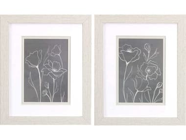 Paragon Florals Gray Poppies Sketch Wall Art Set of 2 PAD48420