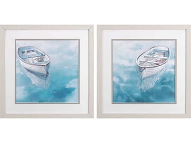 Paragon Waterside Rowing Boat Blues Wall Art Set of 2 PAD48442