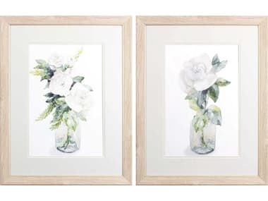 Paragon Florals Elegant White Roses Wall Art Set of 2 PAD48454