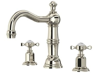 Perrin and Rowe Edwardian Polished Nickel Widespread Lavatory Faucet with Column Spout PARU3721XPN2