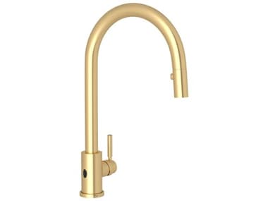 Perrin and Rowe Holborn Satin English Gold Pull-Down Touchless Kitchen Faucet PARU4034LSSEG2