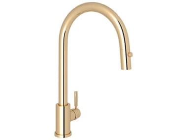 Perrin and Rowe Holborn English Gold Pull-Down Kitchen Faucet with C-Spout PARU4044EG2