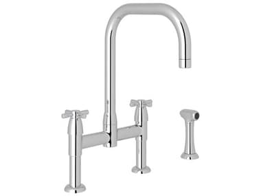 Perrin and Rowe Holborn Polished Chrome Kitchen Faucet with U Spout Cross Handles and Sidespray PARU4278XAPC2