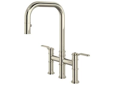 Perrin and Rowe Armstrong Polished Nickel Pull-Down Bridge Kitchen Faucet with U-Spout PARU4551HTPN2