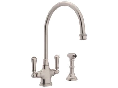 Perrin and Rowe Georgian Era Satin Nickel Two Handle Kitchen Faucet with Side Spray PARU4710STN2