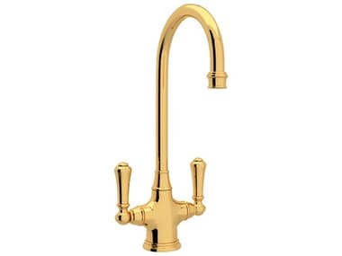 Perrin and Rowe Georgian Era English Gold Two Handle Bar/Food Prep Kitchen Faucet PARU4711EG2