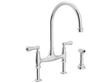 Perrin and Rowe Georgian Era Polished Chrome Bridge Kitchen Faucet with Sidespray PARU4719LAPC2