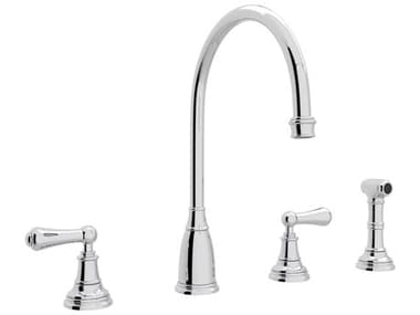 Perrin and Rowe Georgian Era Polished Chrome Two Handle Kitchen Faucet with Side Spray PARU4736LAPC2