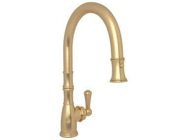 Perrin and Rowe Georgian Era Satin English Gold Pull-Down Kitchen Faucet PARU4744SEG2